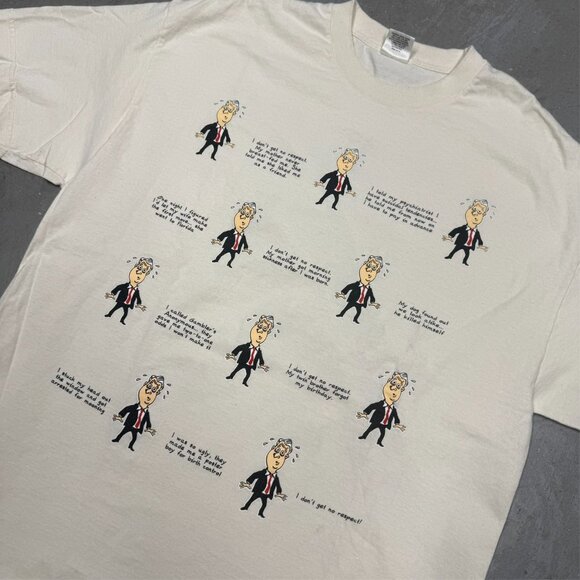 Vintage 90s Man Joke Graphic TShirt White Cotton Made in USA XL - Picture 3 of 6